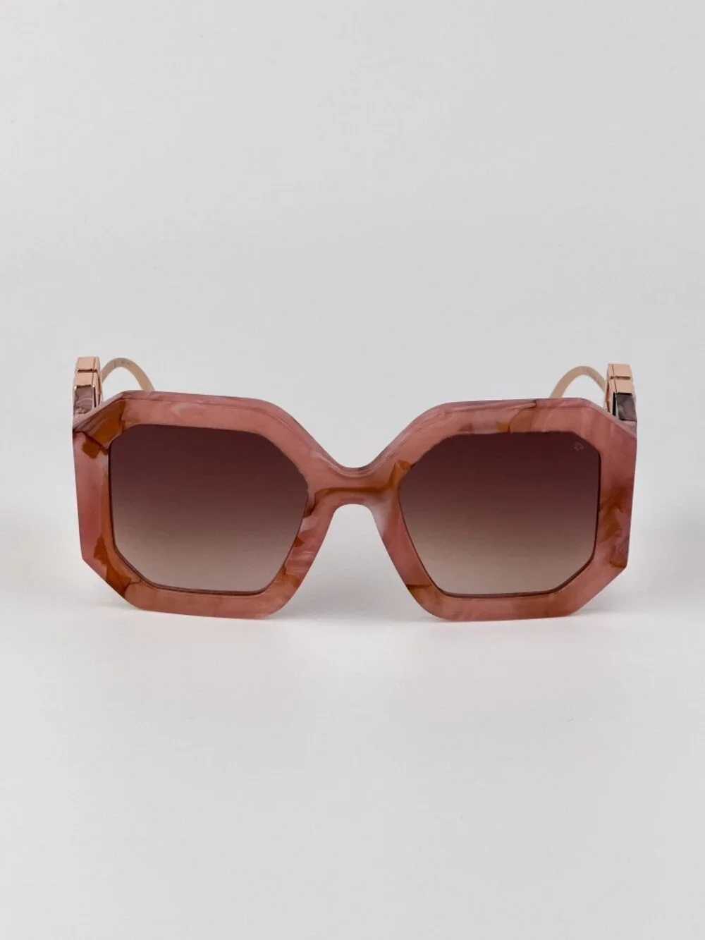Philipp Plein Women’s Sunglasses Pink Marble Gold Brown Gradient SPP067 06Z8